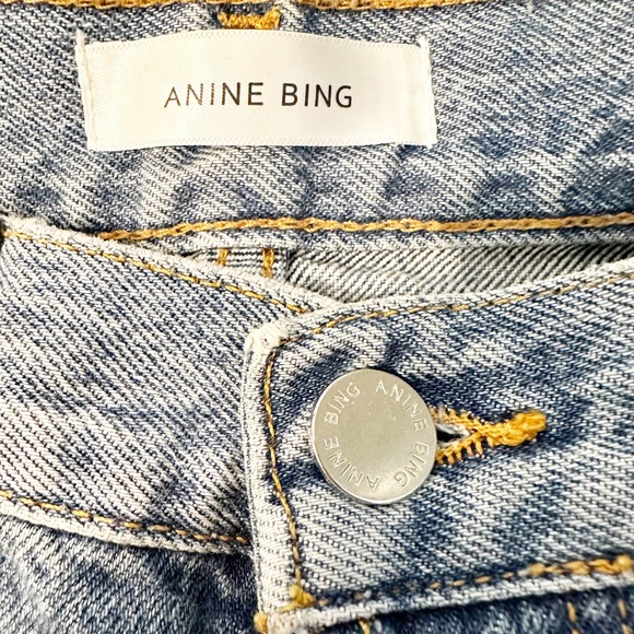 Anine Bing Light Blue Straight Leg Jeans - Picture 2 of 10